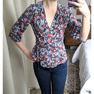 Topshop floral wrap top